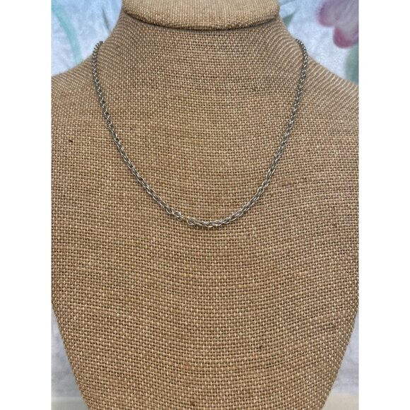 Silver Tone Twisted Rope Chain Necklace 18" - Picture 1 of 5